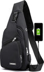 Fanny pack - Shoulder bag - With USB charging port - Men's - Chest bag - Anti-theft - Black V1188-MS-313-0049