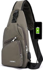 Fanny pack - Shoulder bag - With USB charging port - Men's - Chest bag - Anti-theft - Khaki V1188-MS-313-0051