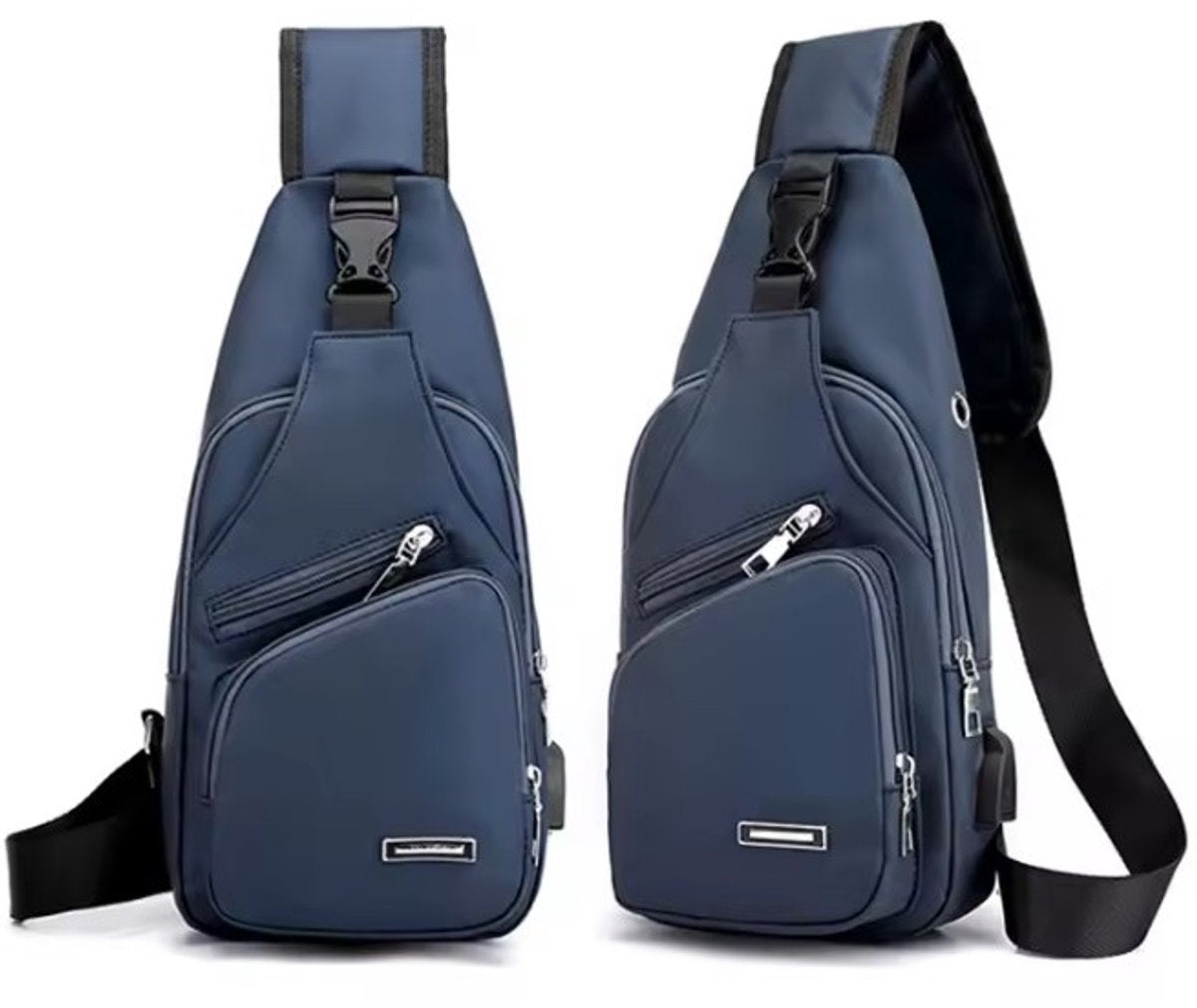 Fanny pack - Shoulder bag - With USB charging port - Men's - Chest bag - Anti-theft - Blue V1188-MS-313-0052