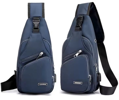 Fanny pack - Shoulder bag - With USB charging port - Men's - Chest bag - Anti-theft - Blue V1188-MS-313-0052