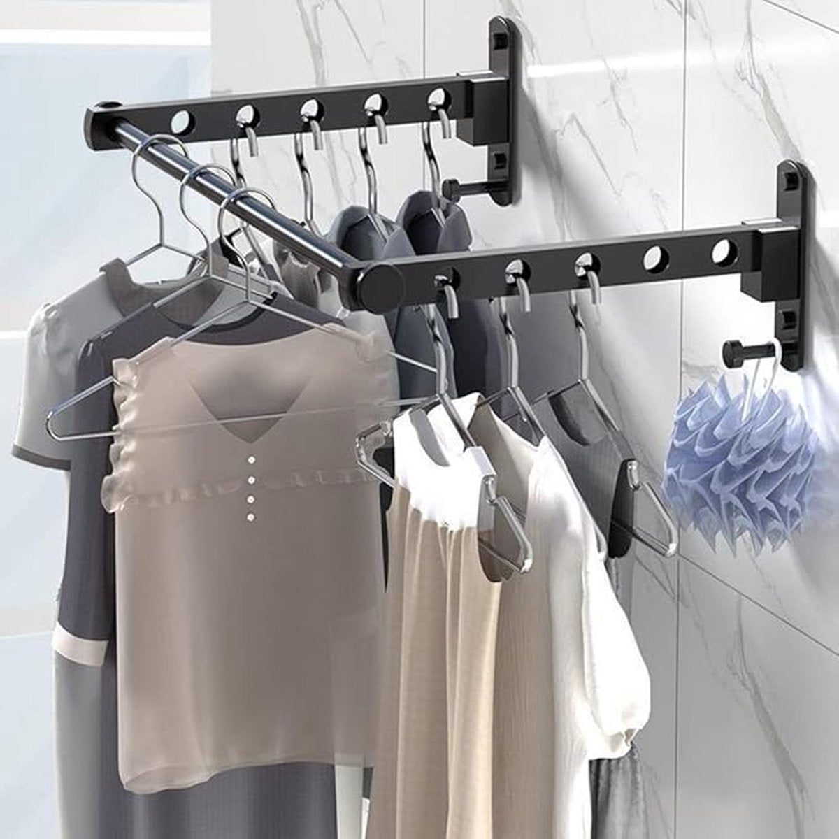 Wall-mounted clothesline - Wasrek - Clothesline - Wall-mounted clothesline - Foldable wall-mounted V1188-MS-313-0059