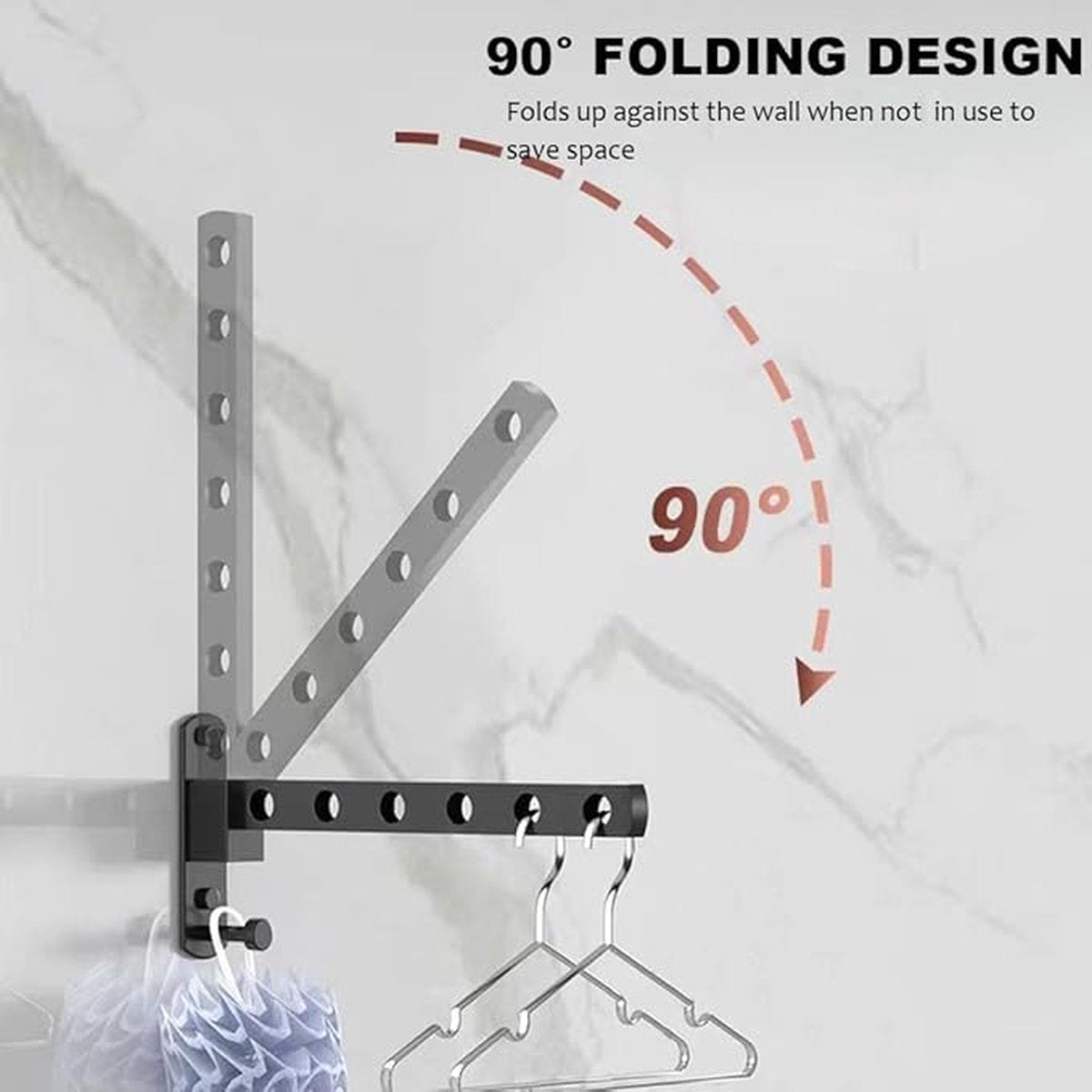 Wall-mounted clothesline - Wasrek - Clothesline - Wall-mounted clothesline - Foldable wall-mounted V1188-MS-313-0059