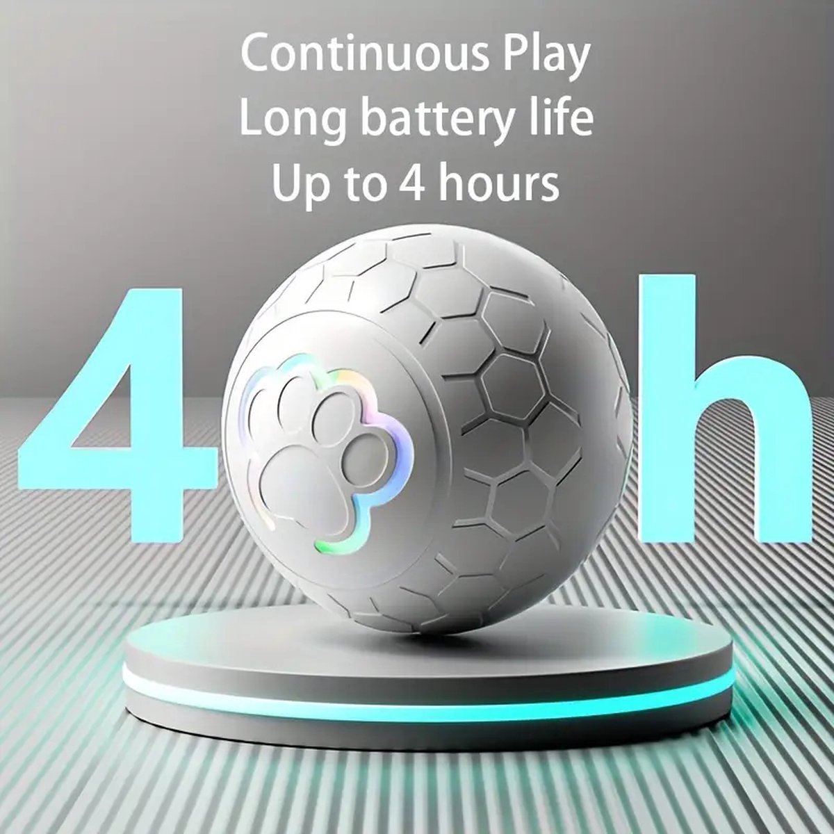 Interactive Dog Toy - Self-Rolling Dog Ball - Durable Automatic Dog Ball, Light Grey - 5.6 cm V1188-MS-313-0062