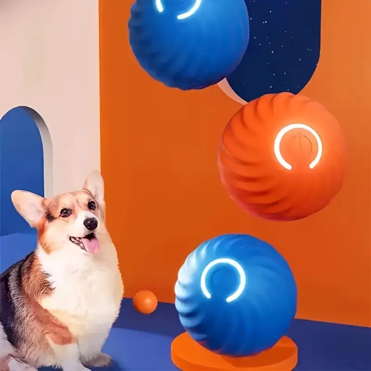 Interactive Dog Toy - Self-Rolling Dog Ball - Durable Orange Automatic Ball - 5 cm V1188-MS-313-0063