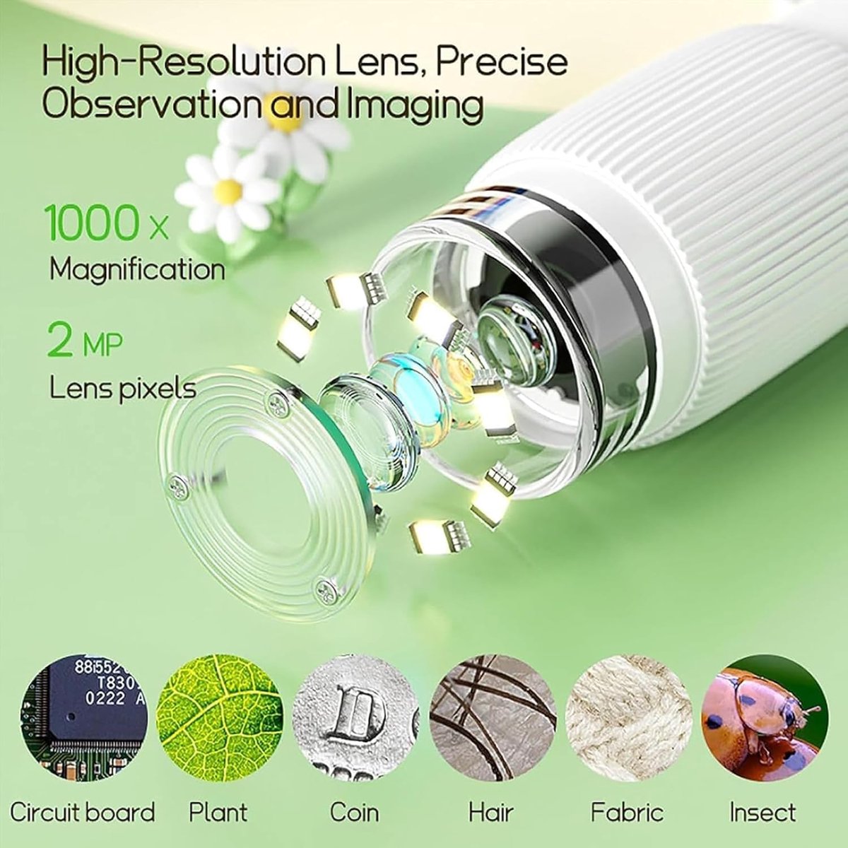 Children's Microscope - Portable Children's Microscope - 0 Screen - Digital Microscope - 200x Magnification - V1188-MS-313-0065