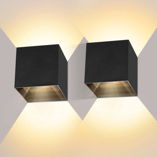 Wall light - cube lamp - Outdoor lamp - for indoor and outdoor use - black - industrial - LED lamp - 10x10 cm V1188-MS-313-0070