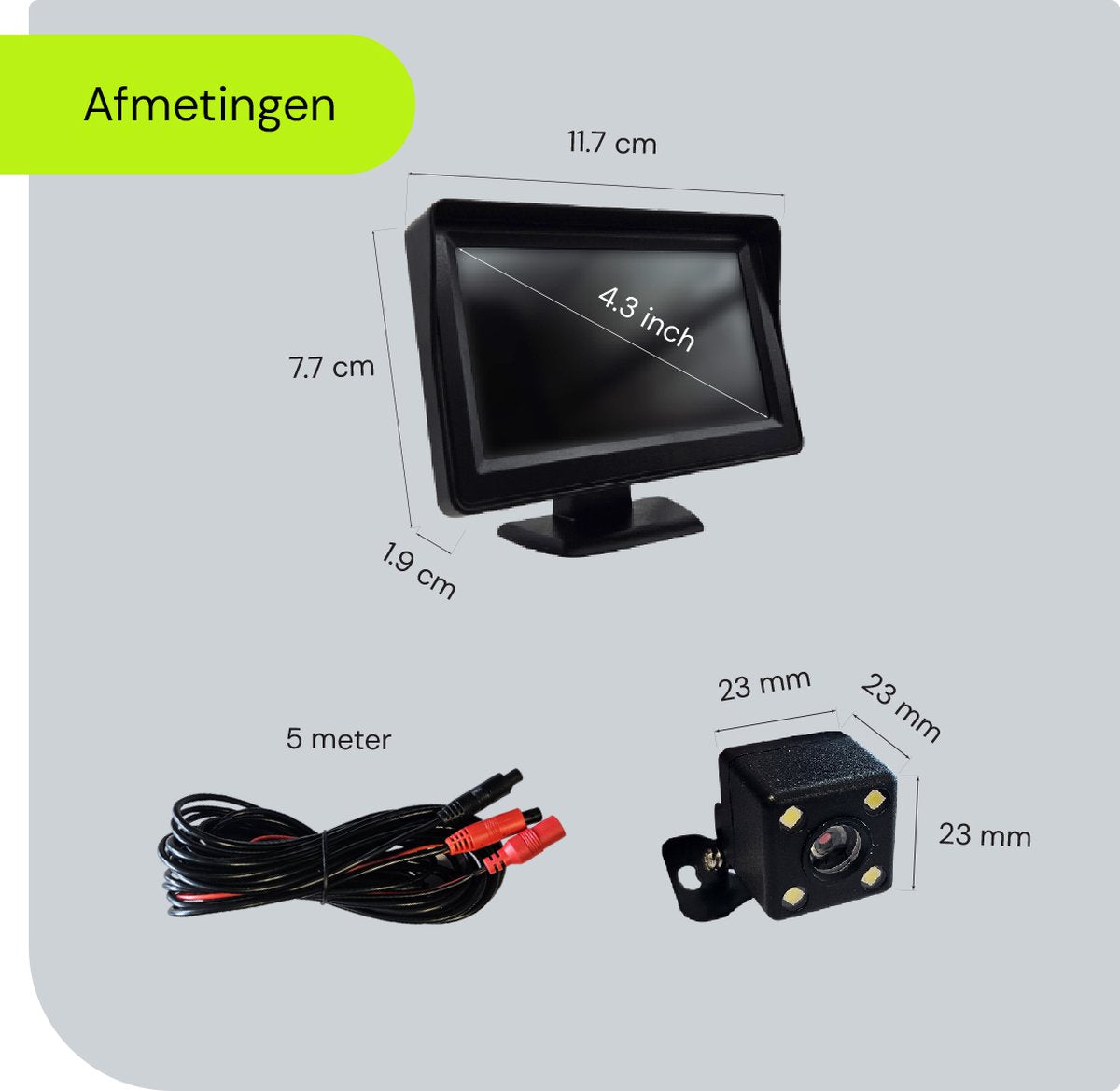 Procar ARC1 HD Parking Backup Camera + 4.3-inch TFT LCD Monitor - Black V1188-MS-313-0071