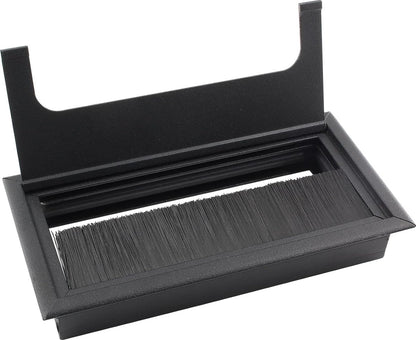 Noble Cable Grommet - Black Aluminum - Rectangle - Desk Cable Tray - Cable Hole with Brush Closure - Cable V1188-MS-313-0087