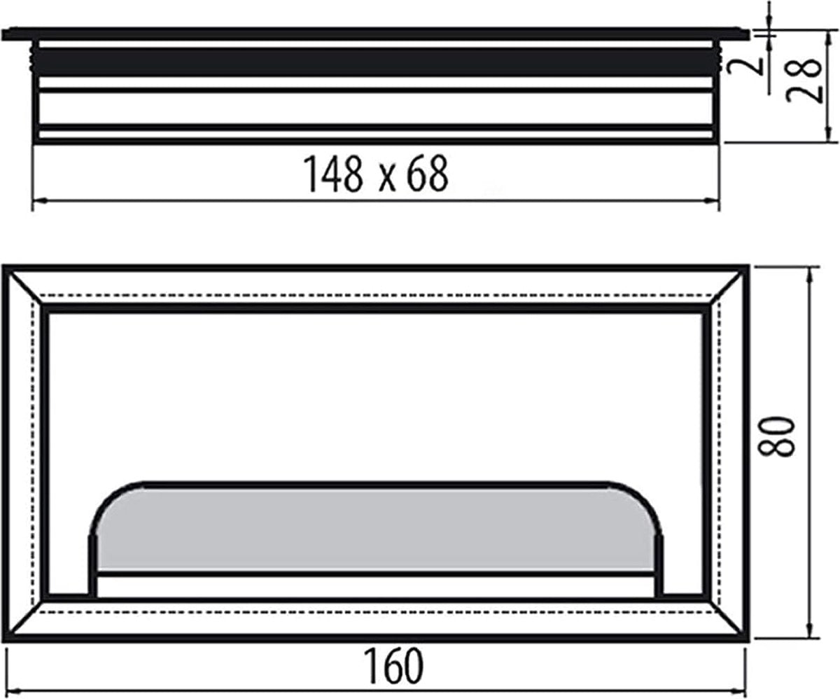 Noble Cable Grommet - Black Aluminum - Rectangle - Desk Cable Tray - Cable Hole with Brush Closure - Cable V1188-MS-313-0087