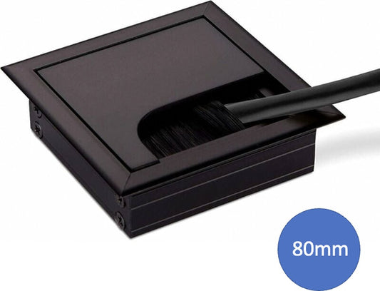 Noble Cable Grommet - Black Aluminum - Square - Desk Cable Organizer - Cable Hole with Brush Closure - Cable V1188-MS-313-0088