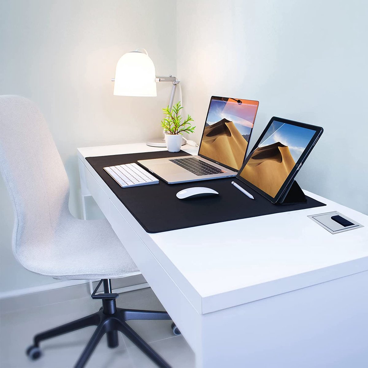 Noble Desk Cable Management System - Square - Desk Cable Management System - Cable Hole with Brush Closure - V1188-MS-313-0089