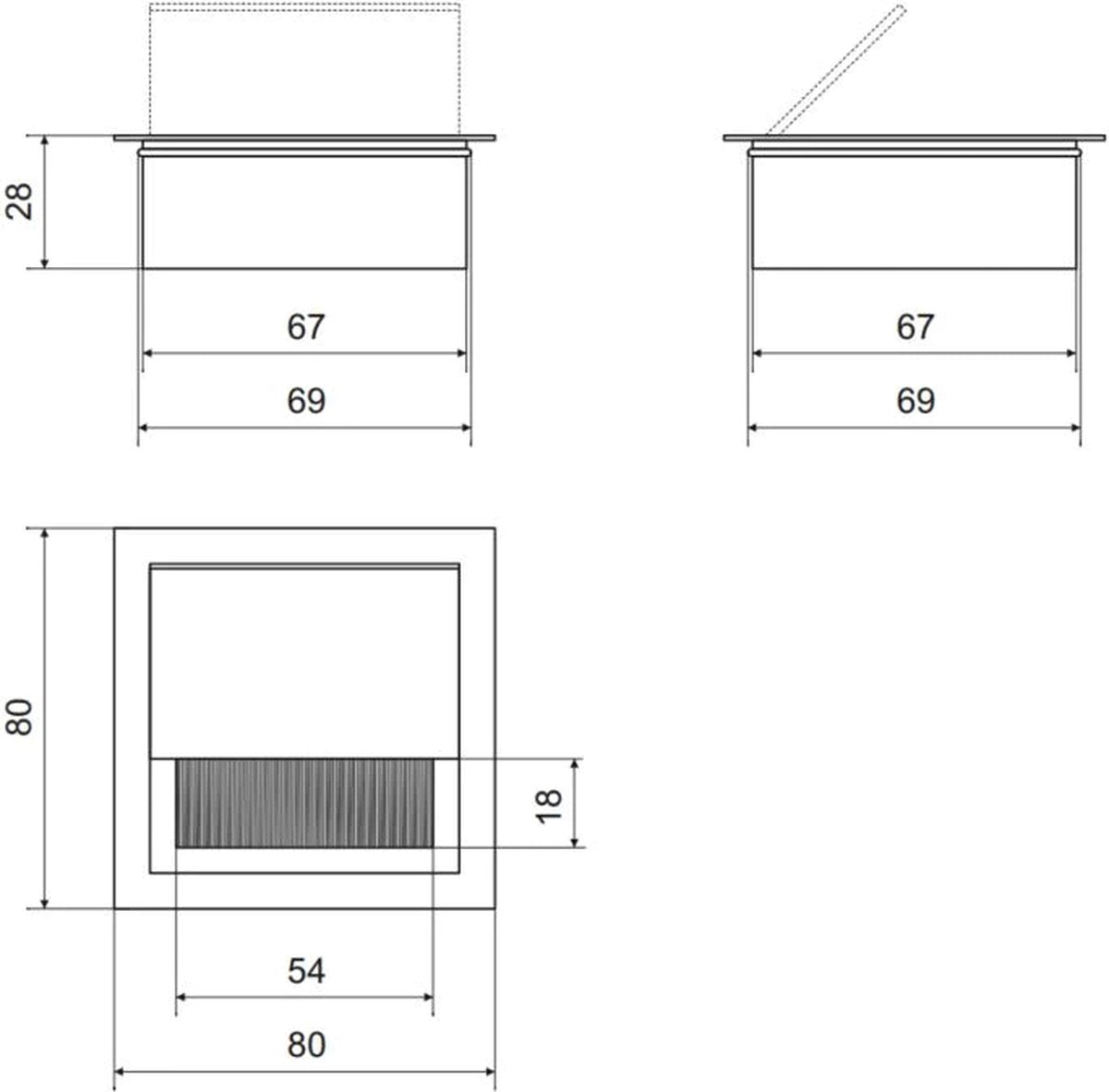 Noble Desk Cable Management System - Square - Desk Cable Management System - Cable Hole with Brush Closure - V1188-MS-313-0089