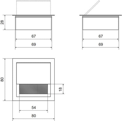 Noble Desk Cable Management System - Square - Desk Cable Management System - Cable Hole with Brush Closure - V1188-MS-313-0089