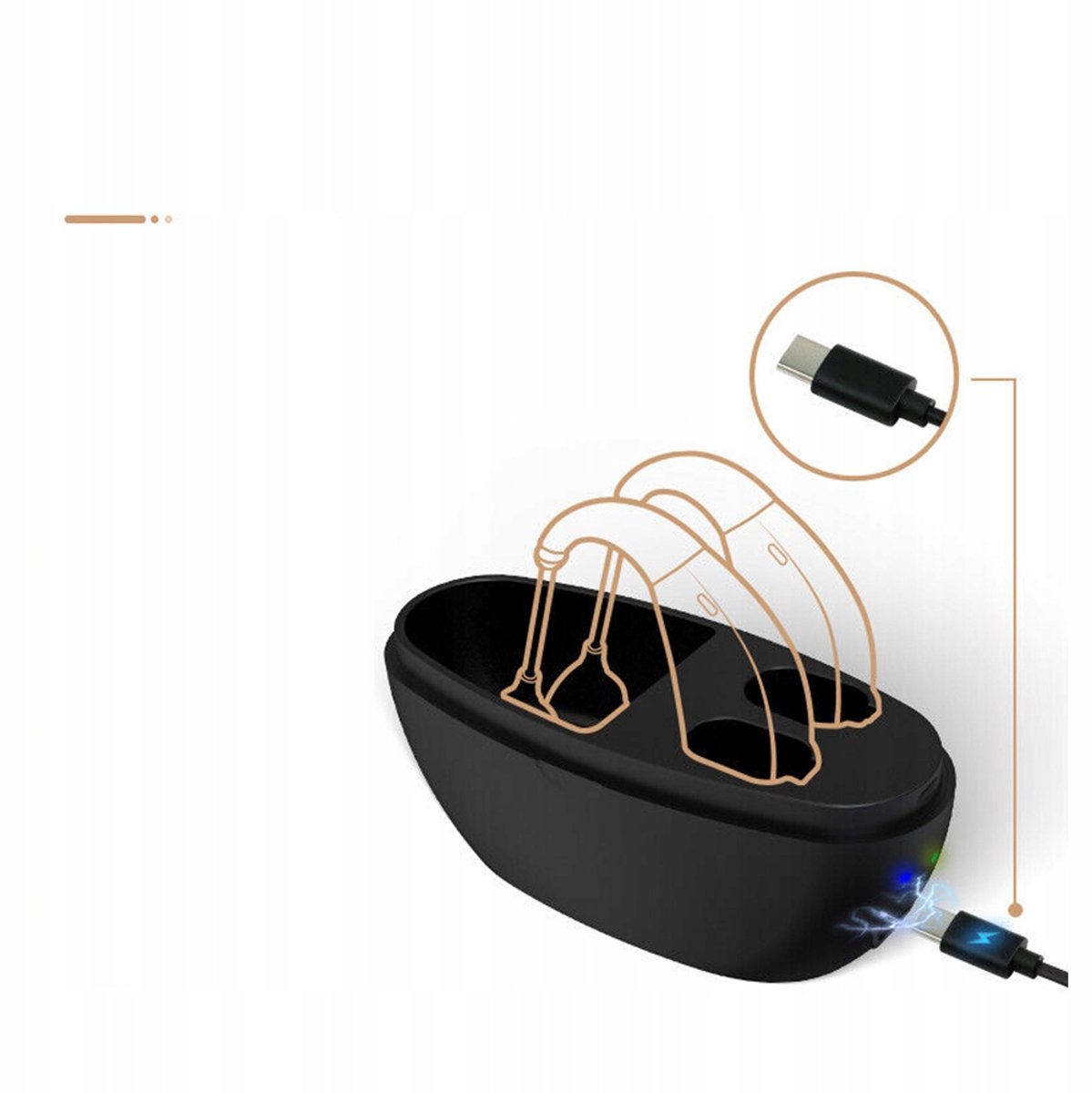 Digital hearing aid - Behind-the-ear sound collector - Rechargeable - Sound amplification - Intelligent noise V1188-MS-313-0090