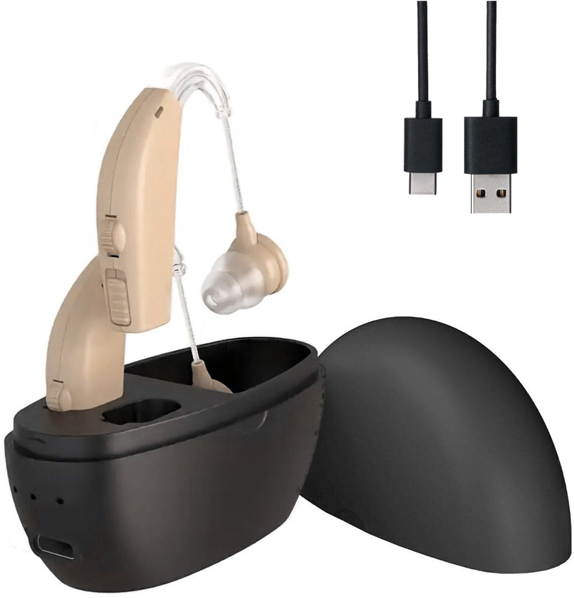 Digital hearing aid - Behind-the-ear sound collector - Rechargeable - Sound amplification - Intelligent noise V1188-MS-313-0090
