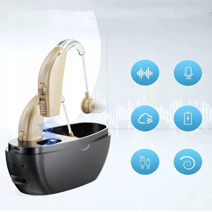Digital hearing aid - Behind-the-ear sound collector - Rechargeable - Sound amplification - Intelligent noise V1188-MS-313-0090