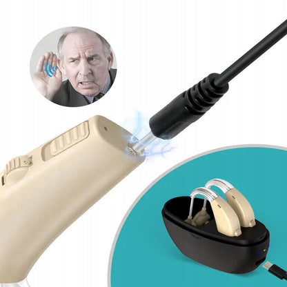 Digital hearing aid - Behind-the-ear sound collector - Rechargeable - Sound amplification - Intelligent noise V1188-MS-313-0090