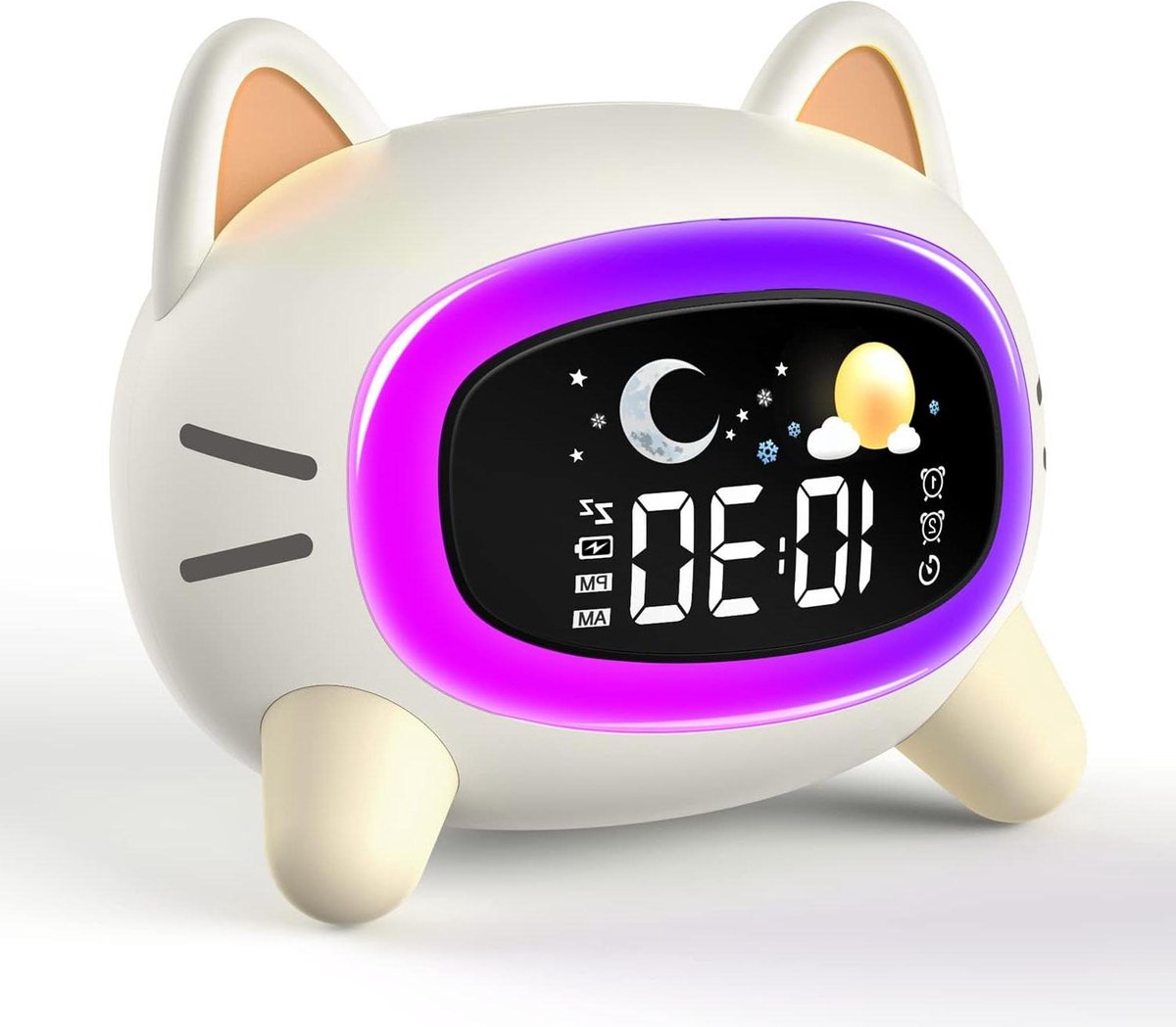 Sleep Trainer Alarm Clock Moon Sun Sound Machine Night Light Digital Battery Powered - Sleep Trainer for V1188-MS-313-0092