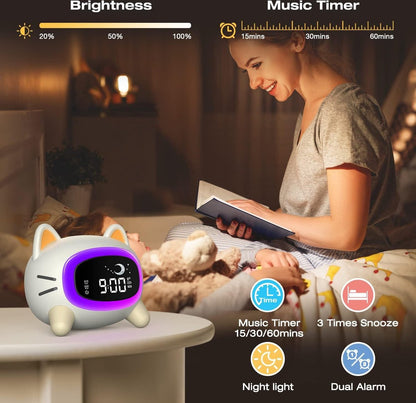 Sleep Trainer Alarm Clock Moon Sun Sound Machine Night Light Digital Battery Powered - Sleep Trainer for V1188-MS-313-0092