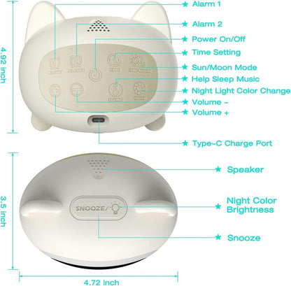 Sleep Trainer Alarm Clock Moon Sun Sound Machine Night Light Digital Battery Powered - Sleep Trainer for V1188-MS-313-0092