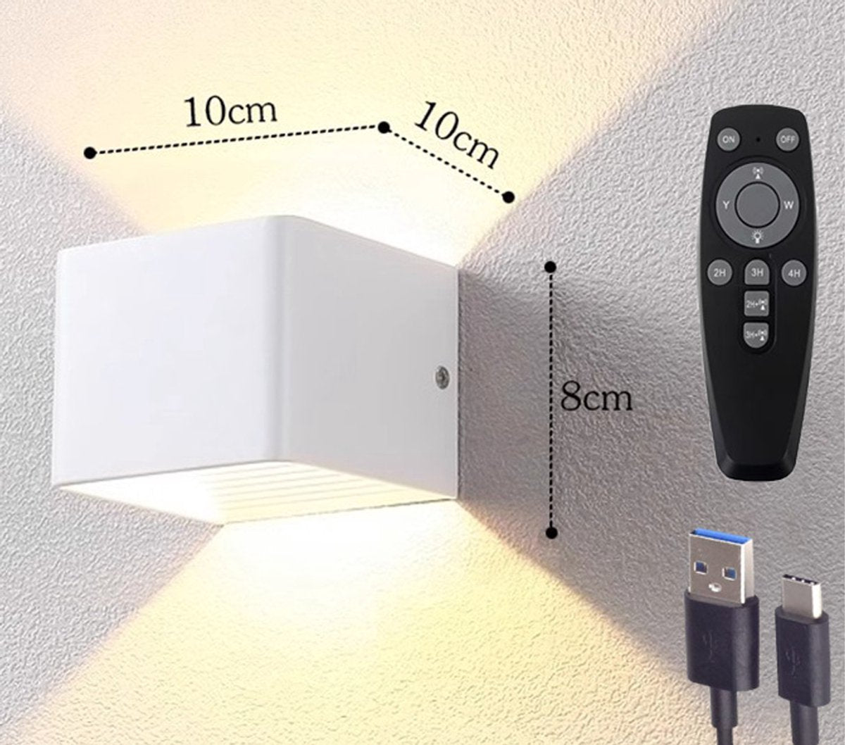 Rechargeable wall light with remote control - 5W - Three lighting colors - Adjustable intensity - Night light V1188-MS-313-0097