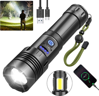 Flashlight - Rechargeable LED - Military Flashlight - 100,000 lumens - with 7 modes - COB side light - V1188-MS-313-0098