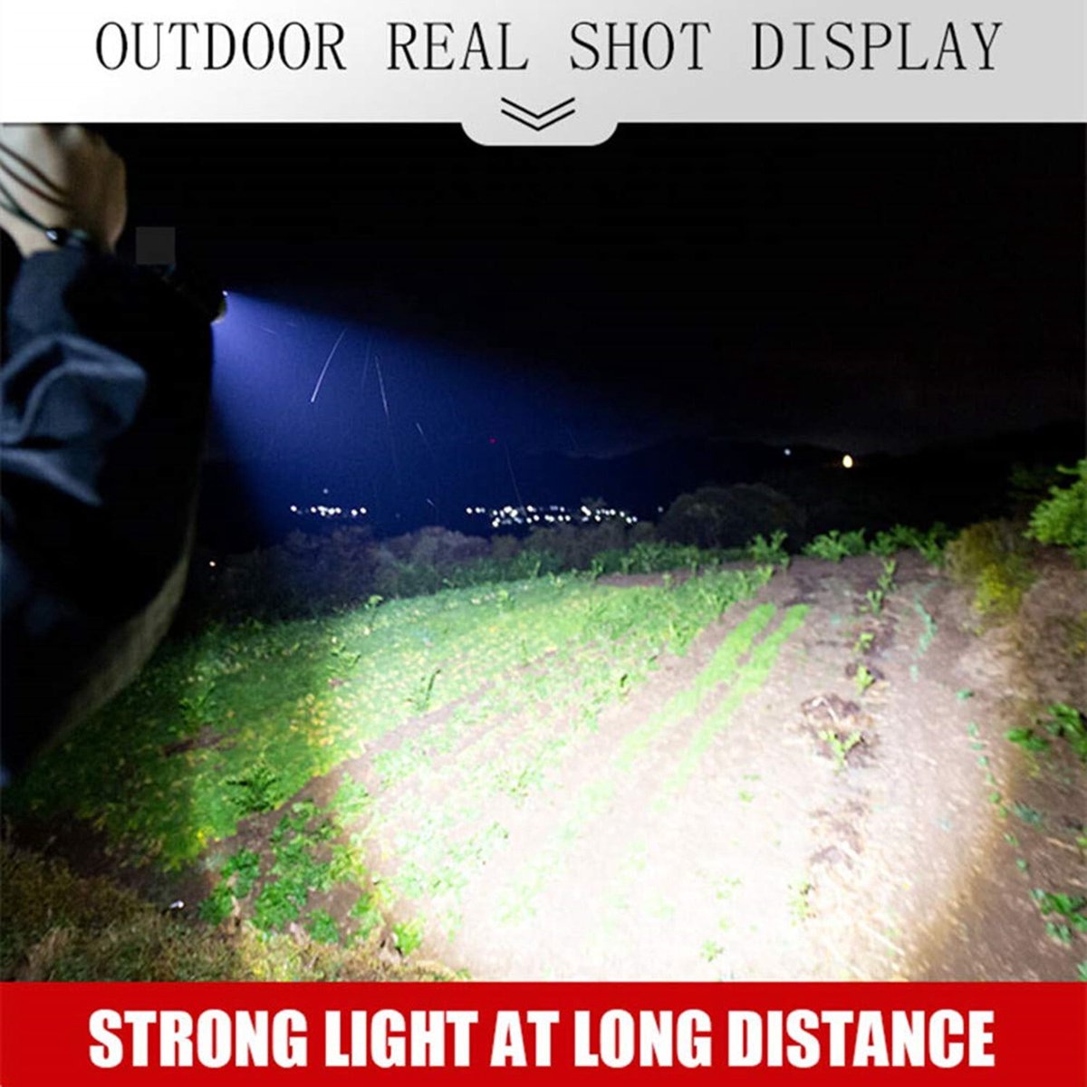 Flashlight - Rechargeable LED - Military Flashlight - 100,000 lumens - with 7 modes - COB side light - V1188-MS-313-0098