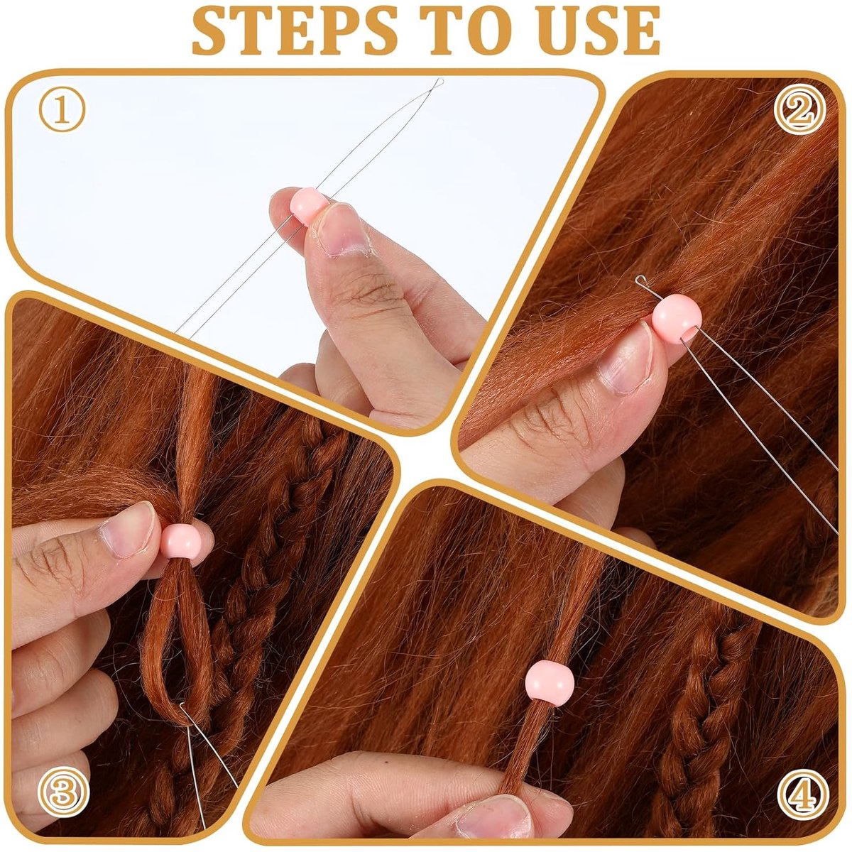 Microring Loop - Microring Needle 4 pieces - hair extensions - threading - beads V1188-MS-313-0101