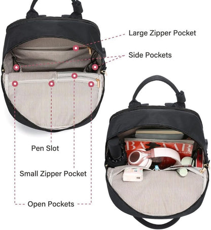 Backpack - Backpack - Ladies - Girls - Women - Laptop - Schoolbag - Work - School - Waterproof - USB - Black V1188-MS-313-0104