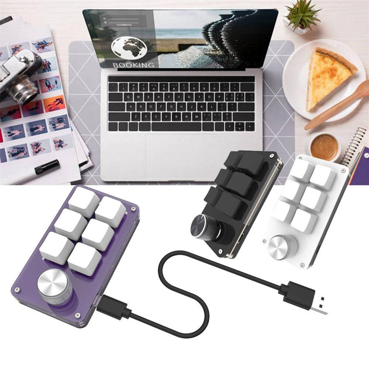 Mini 6-button keyboard, programmable keys, customizable shortcuts, mechanical USB keyboard V1188-MS-313-0109