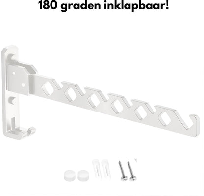 Wall-mounted coat rack - foldable - white - 35 cm - coat hook - hanger - drying rack V1188-MS-313-0110