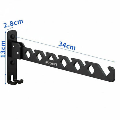 Wall-mounted coat rack - foldable - black - 35 cm - coat hook - hanger - drying rack V1188-MS-313-0111