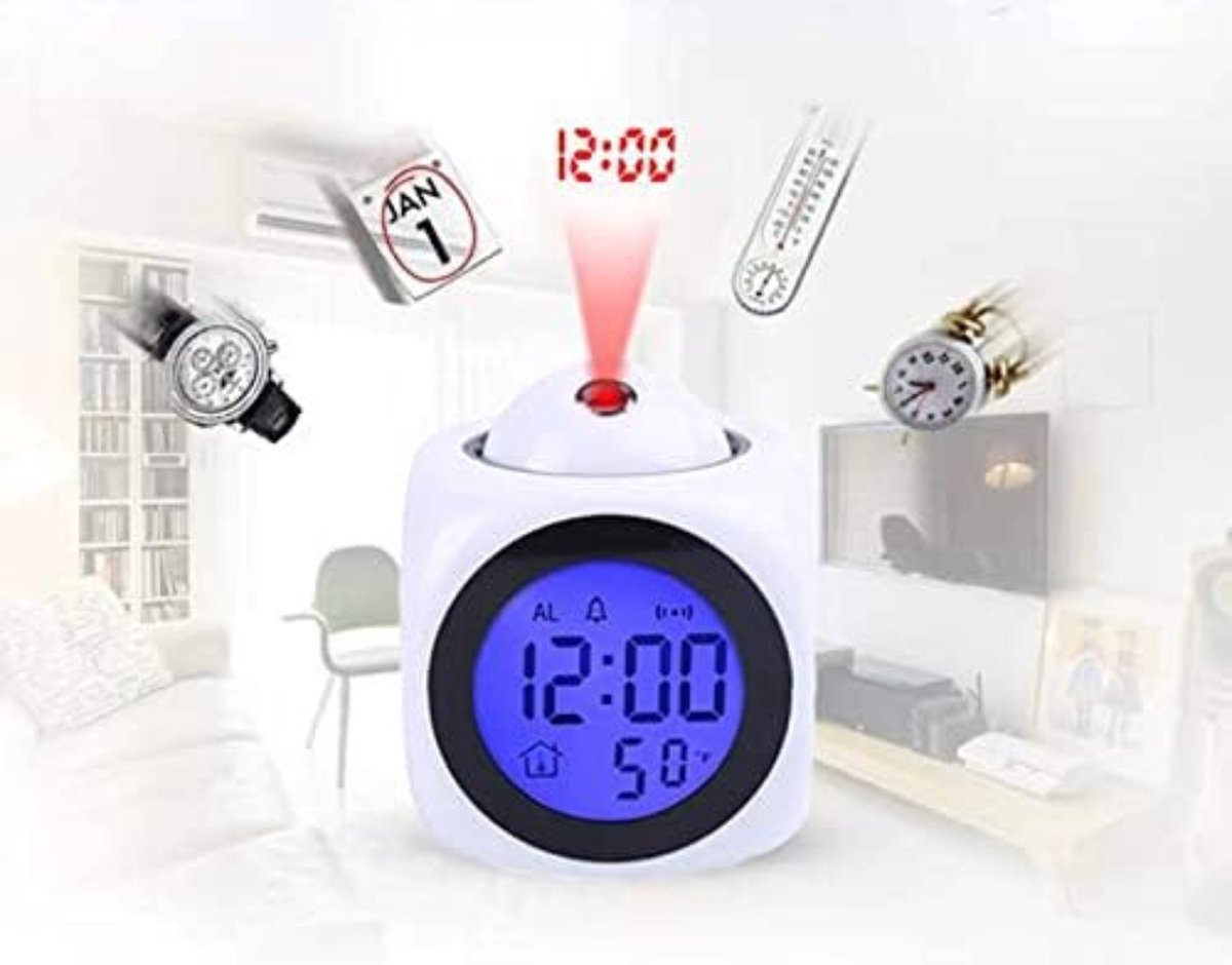 Clock radio with projection - Digital clock radio - Digital clock radio - Wit V1188-MS-313-0112