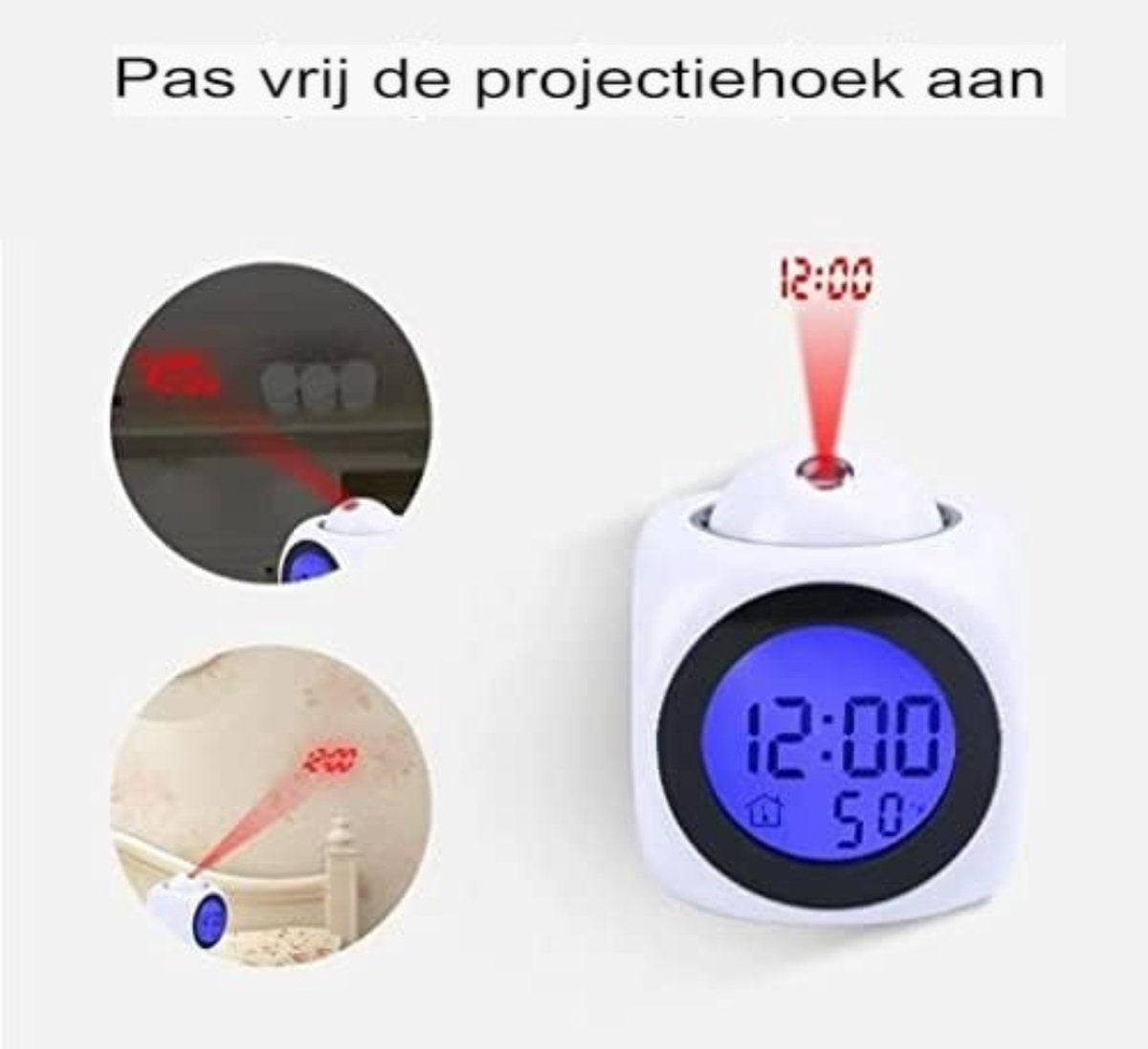 Clock radio with projection - Digital clock radio - Digital clock radio - Wit V1188-MS-313-0112