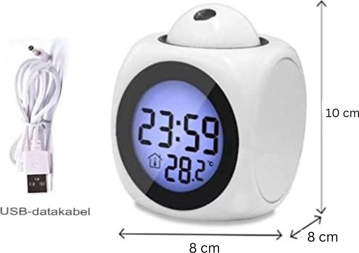 Clock radio with projection - Digital clock radio - Digital clock radio - Wit V1188-MS-313-0112
