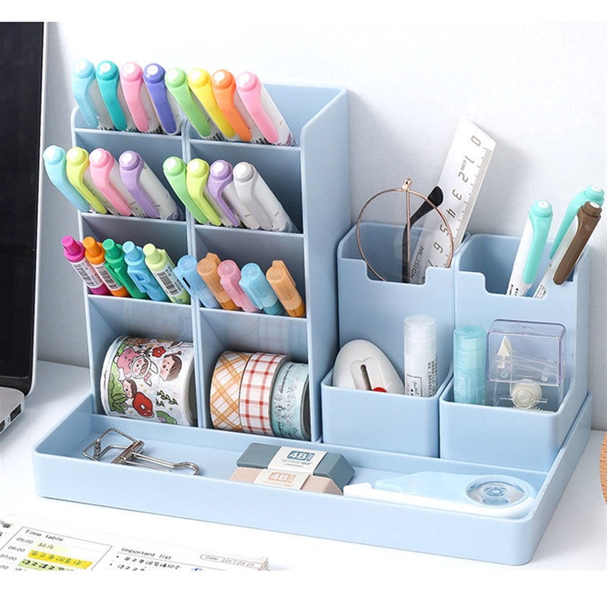 13-Compartment Pencil Holder - Desk Organizer - Pencil Holder - Office Accessories -White V1188-MS-313-0121