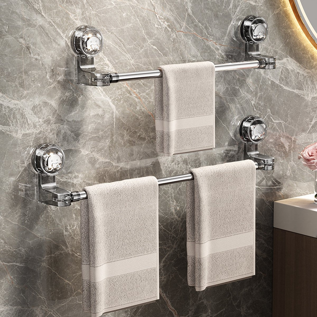 Extendable towel rail 30-60 cm - Bathroom towel rack - Suction cup towel rack without end caps - For V1188-MS-313-0122