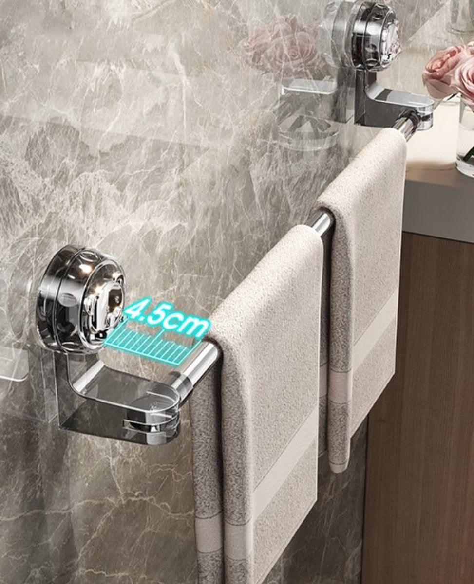 Extendable towel rail 30-60 cm - Bathroom towel rack - Suction cup towel rack without end caps - For V1188-MS-313-0122