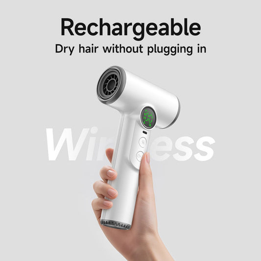 Professional cordless hair dryer - 3 speeds and 3 temperatures, USB rechargeable battery, 200W, portable with V1188-MS-313-0128