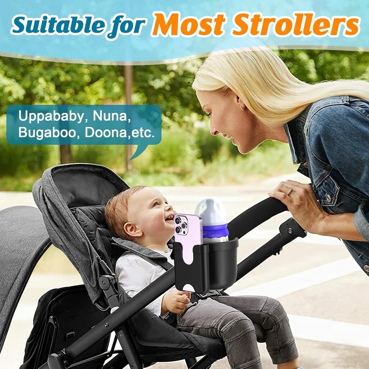 Stroller cup holder, universal stroller/pram cup holder, baby stroller organizer, drink and coffee cup holder V1188-MS-313-0130