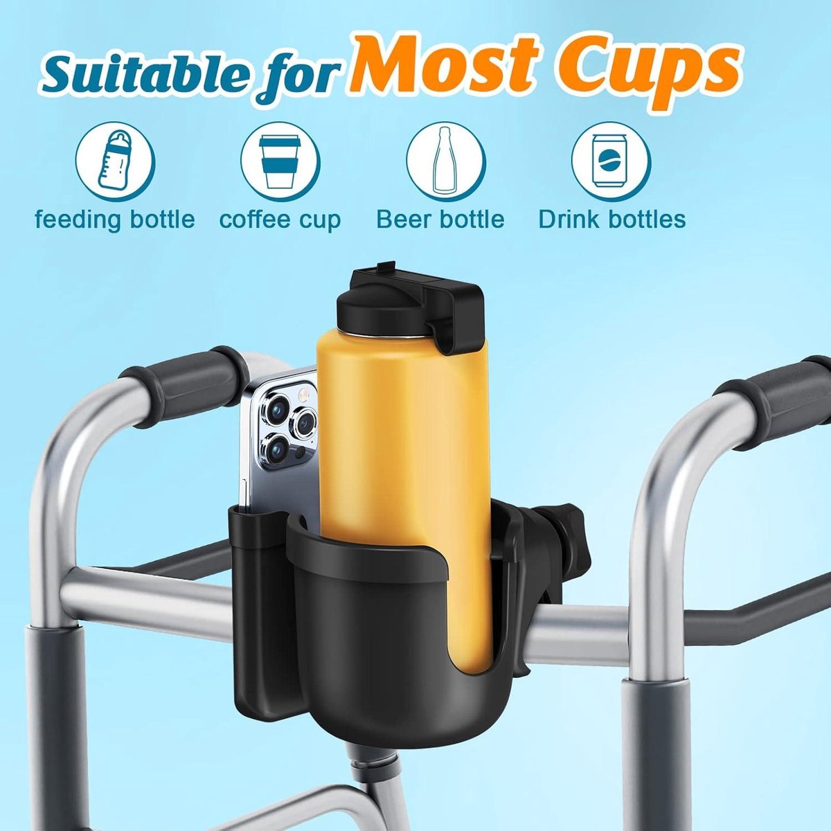 Stroller cup holder, universal stroller/pram cup holder, baby stroller organizer, drink and coffee cup holder V1188-MS-313-0130