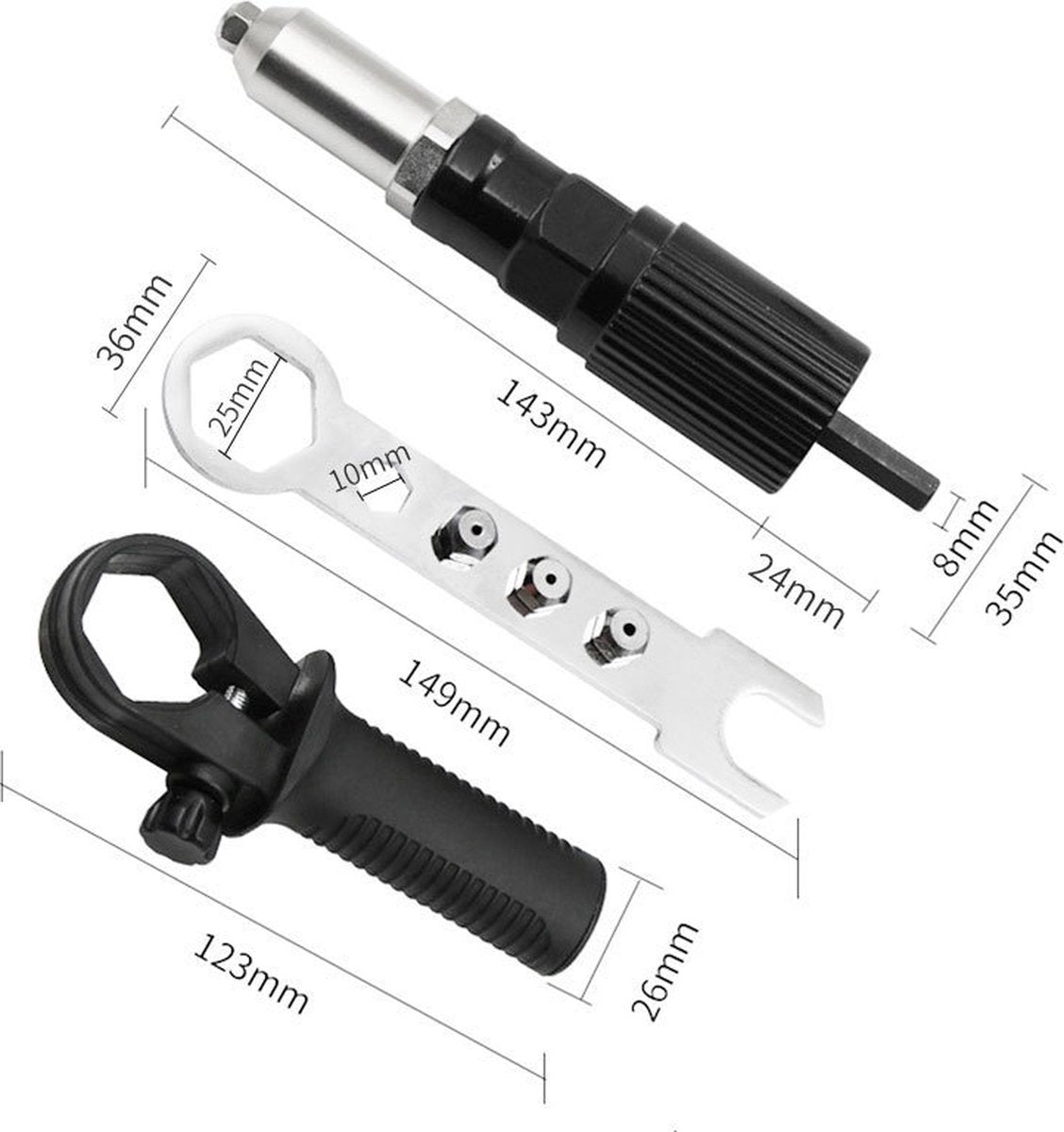 Pop rivet pliers - Cordless drill - Blind rivet pliers - for cordless drill - Pop rivet pliers set - Rivet V1188-MS-313-0132
