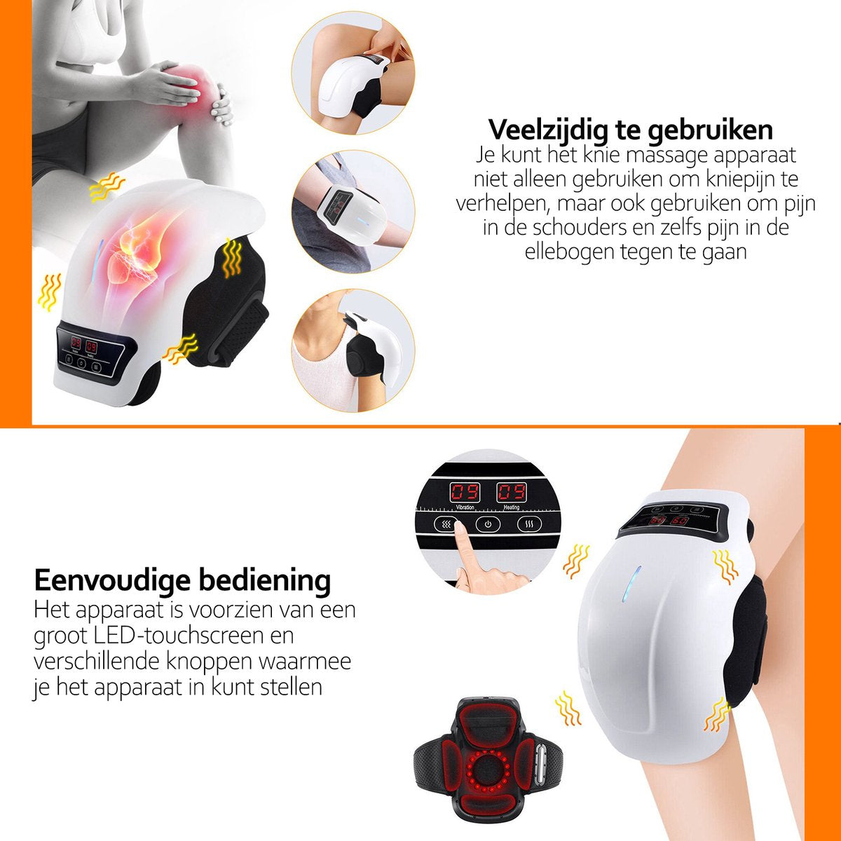 Deluqse Knee Massager - Infrared - Vibration Massage - Cordless - Thermal Massage - Pain Relief - Red Light V1188-MS-313-0137