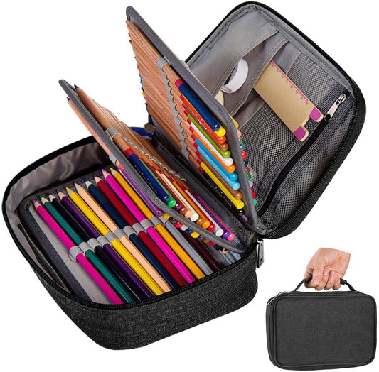 Pencil case - Black - Groot - 23 x 7 x 16 cm - For School, Boys, Girls and Adults - Pencil case V1188-MS-313-0138