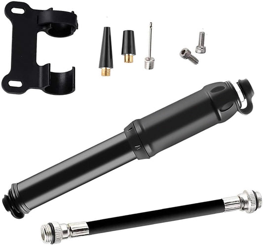 Hand Pump - Bicycle Pump - Mini Portable Bicycle Pump in Aluminum Alloy - ABS Flexible Hose - Lightweight - V1188-MS-313-0146