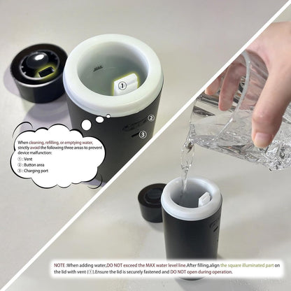 Car essential oil diffuser with automatic on/off function, portable humidifier with memory function, battery V1188-MS-313-0153
