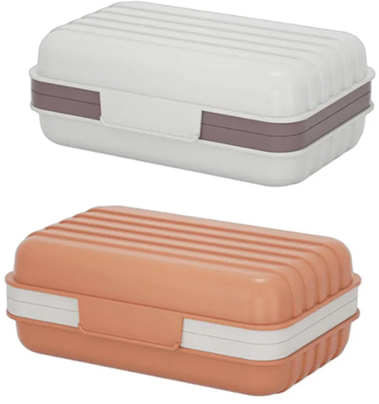 Set of 2 soap dishes with lids, portable soap holder, baby bathroom accessories, travel toiletries, for V1188-MS-313-0164
