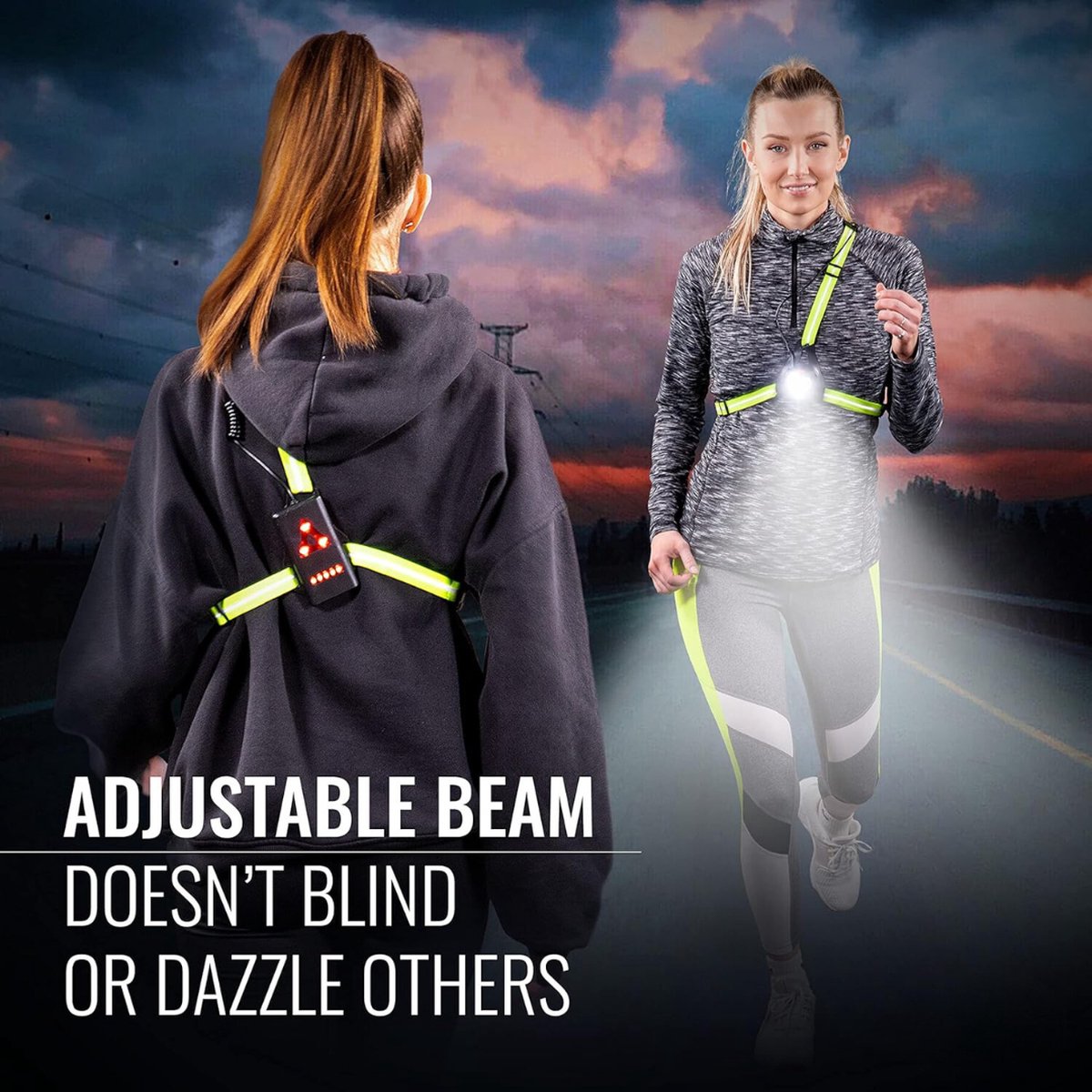 Running light - Chest lamp - Running chest light - Chest walker - USB rechargeable - Running vest - IPX4 V1188-MS-313-0200