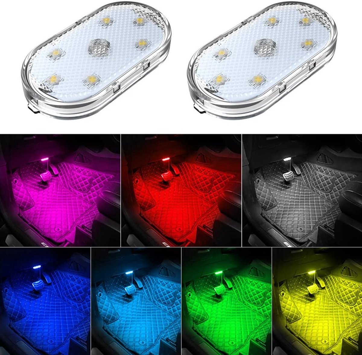 LED Car Lights - LED Car Lighting - 1 Pack - LED Interior Car Lighting - 7 Color Ambient Car Lighting - USB V1188-MS-313-0202