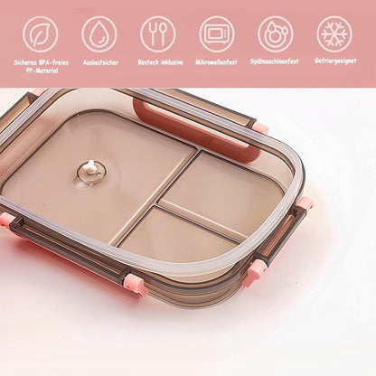 Lunch box with compartments, all-in-one double-layer lunch box, leakproof lunch box with cutlery for work, V1188-MS-313-0218